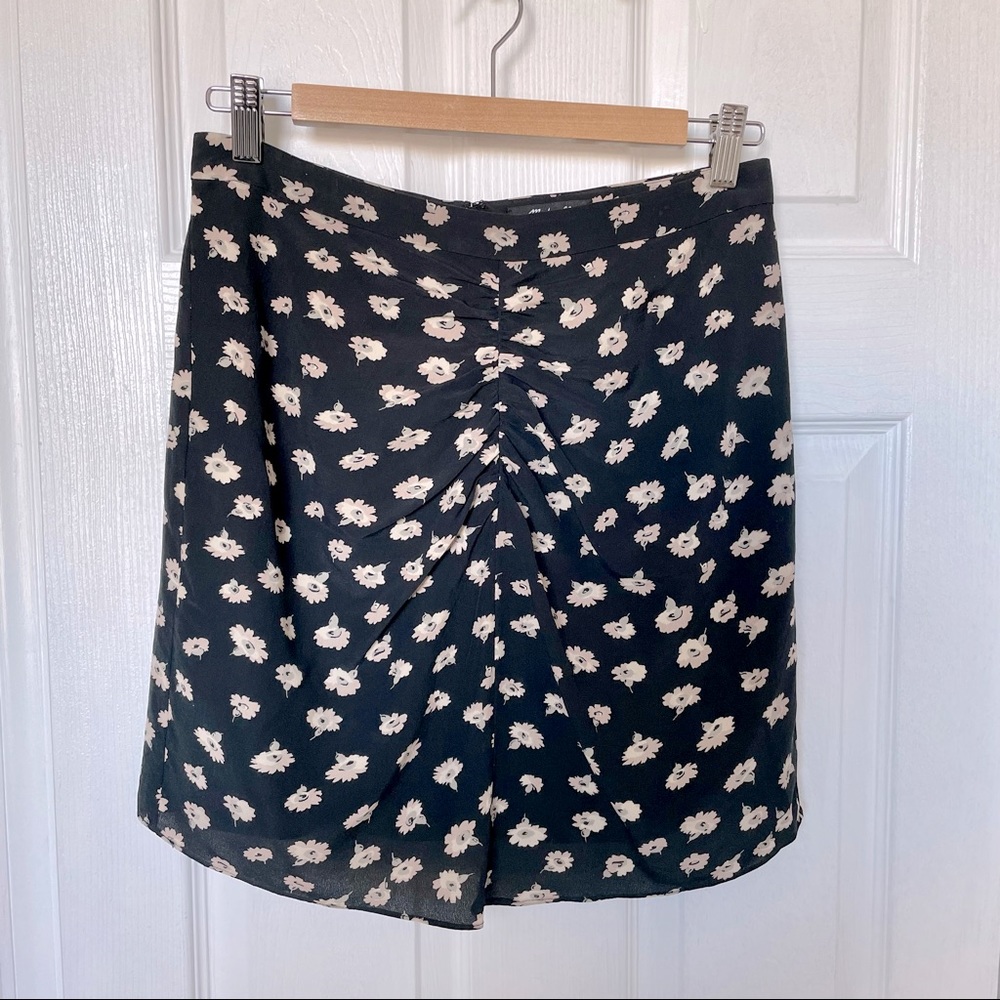 Madewell Silk Floral Skirt with Ruching